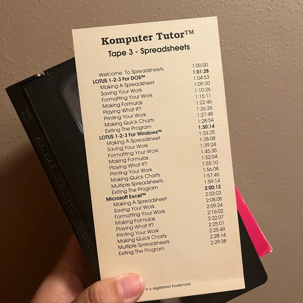 VINTAGE 1993 The Komputer Tutor Spreadsheets VHS Microsoft Excel
